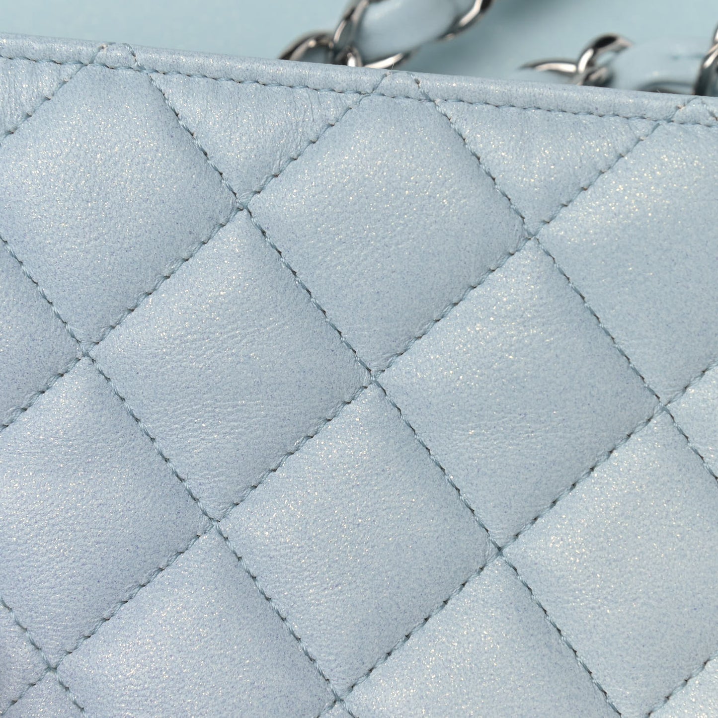 Perforated Lambskin Quilted Mini Rectangular Flap Light Blue Light Purple White
