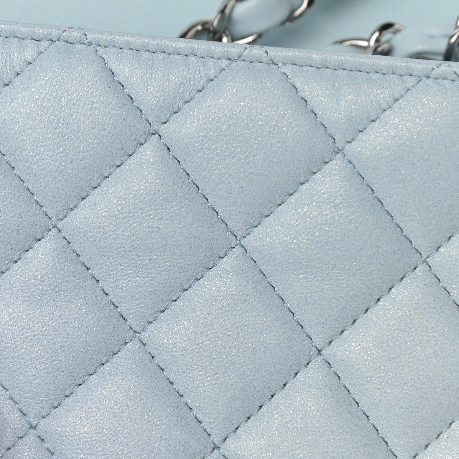 Chanel Perforated Lambskin Quilted Mini Rectangular Flap Light Blue Light Purple White 10 of 11