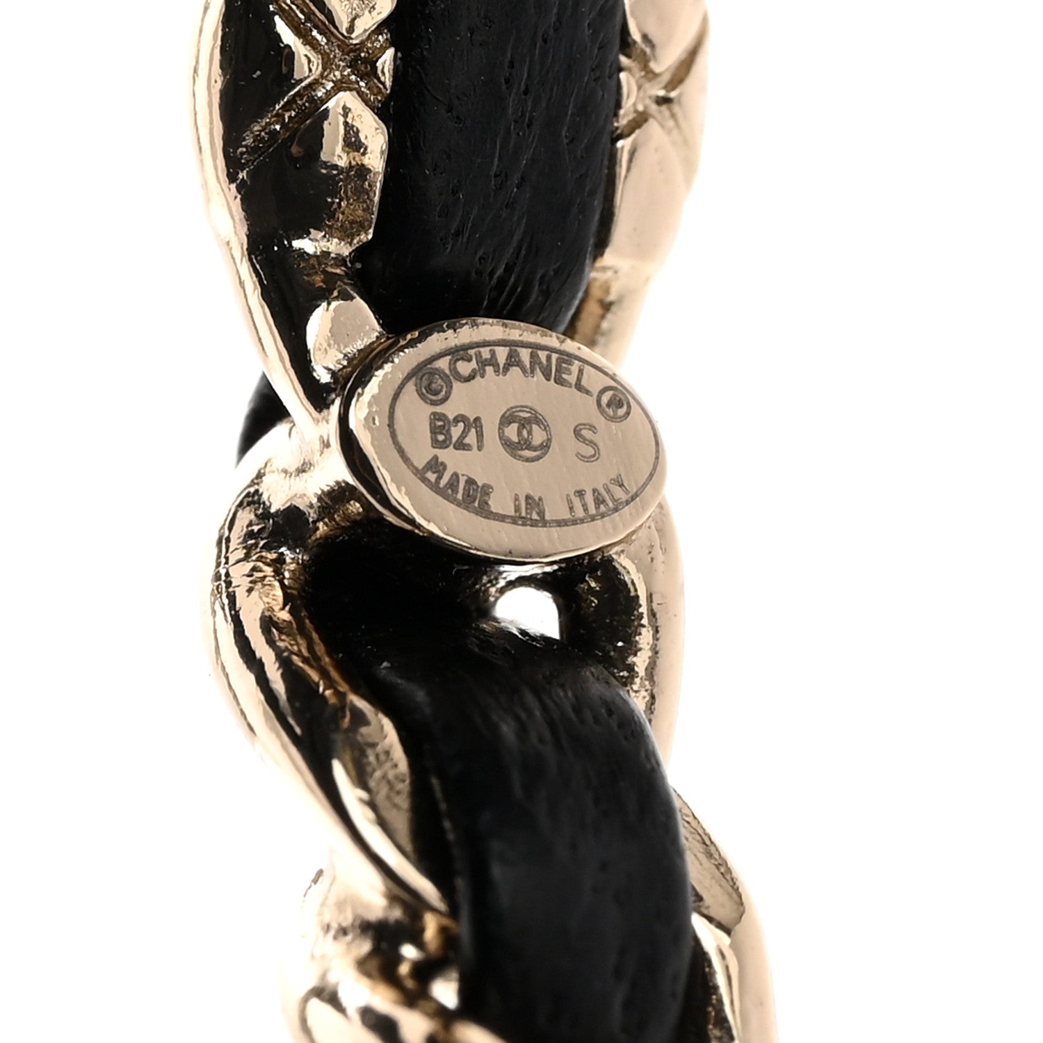 Chanel Metal Lambskin Quilted CC Turnlock Chain Hoop Earrings Gold Black 4 of 5