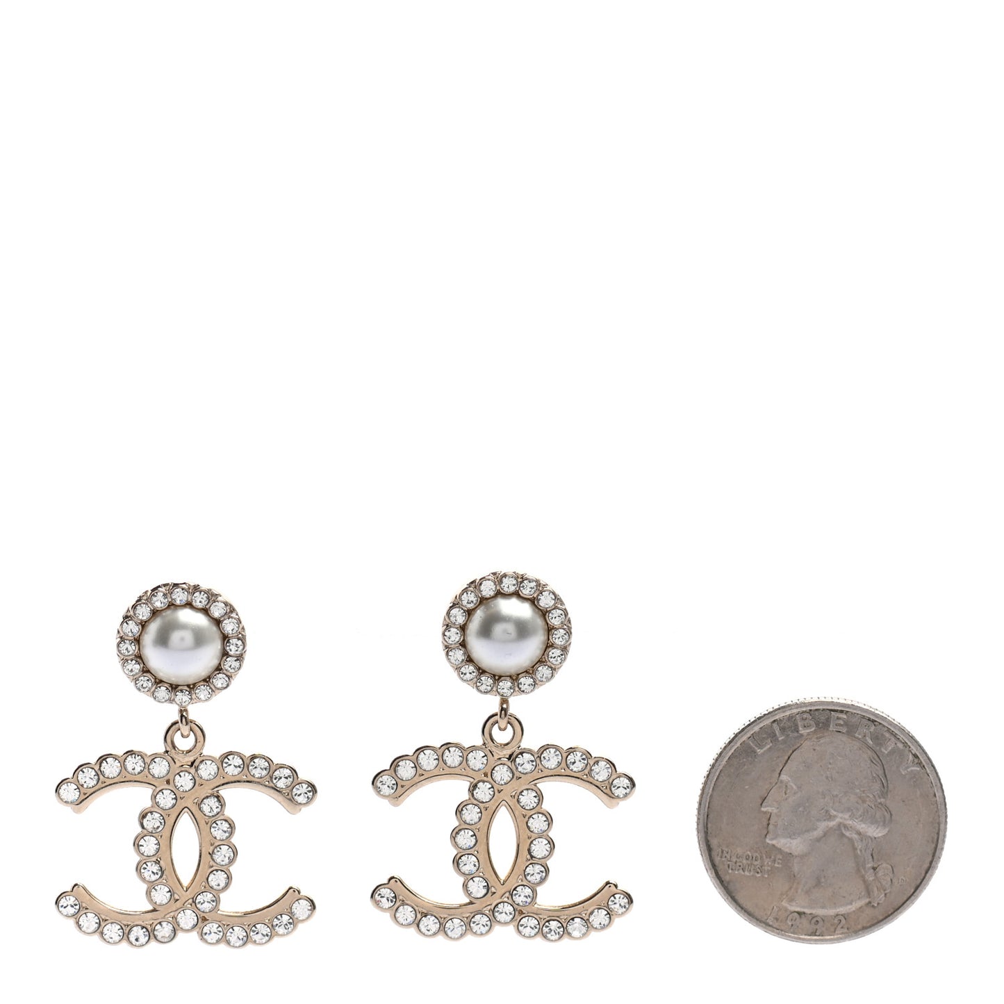 Crystal Pearl Bow-tiful CC Drop Earrings Gold