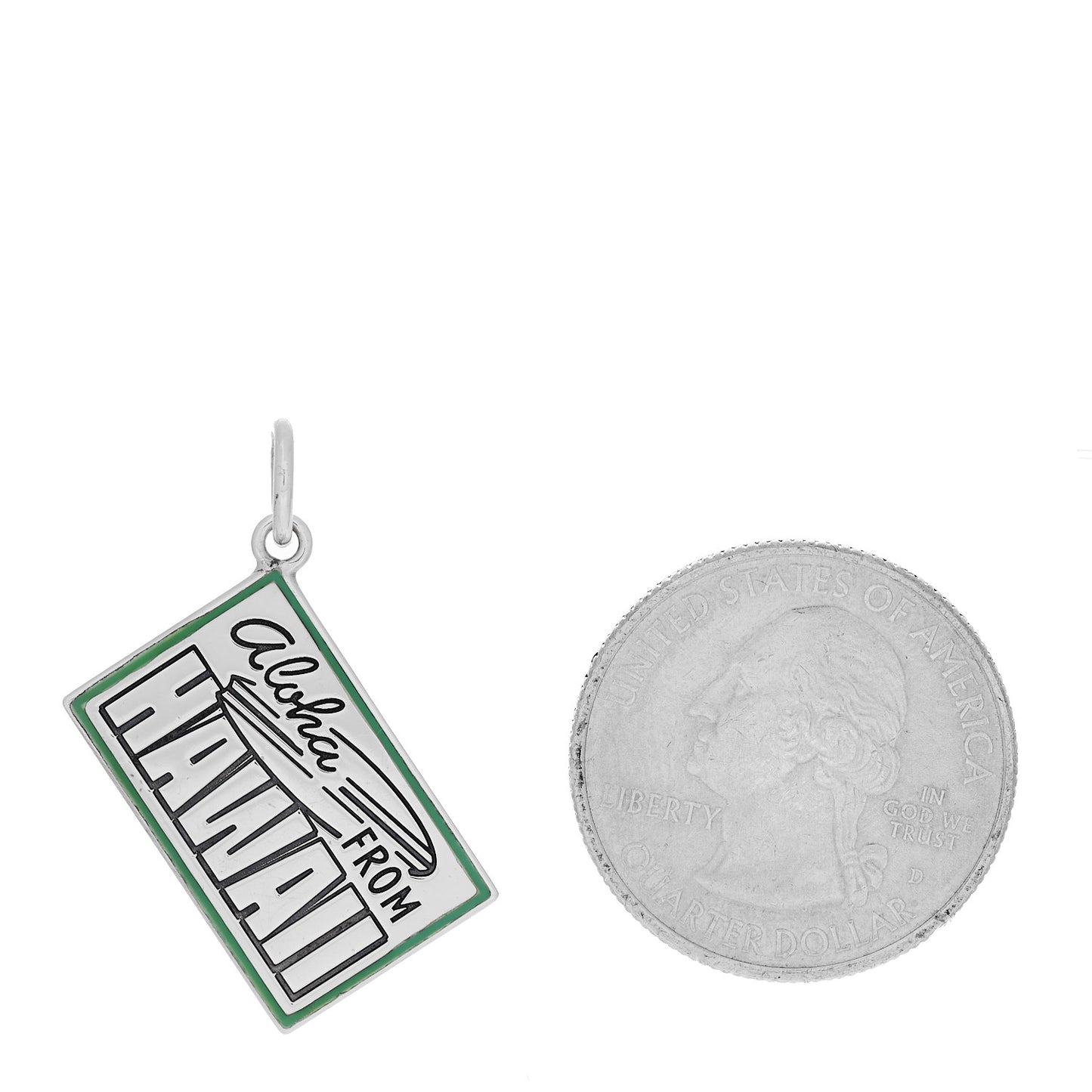 Sterling Silver Enamel Hawaii Postcard Charm Blue