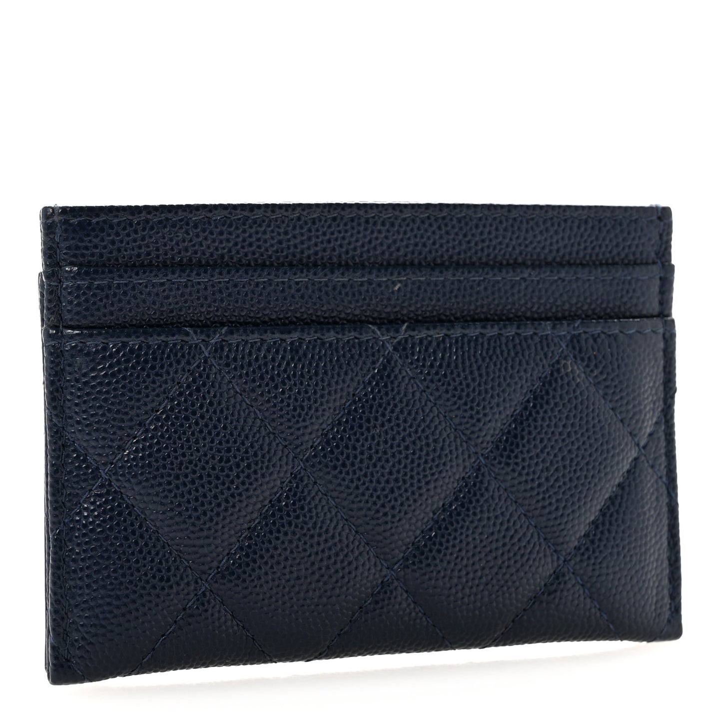 Caviar Quilted Filigree Card Holder Navy Blue