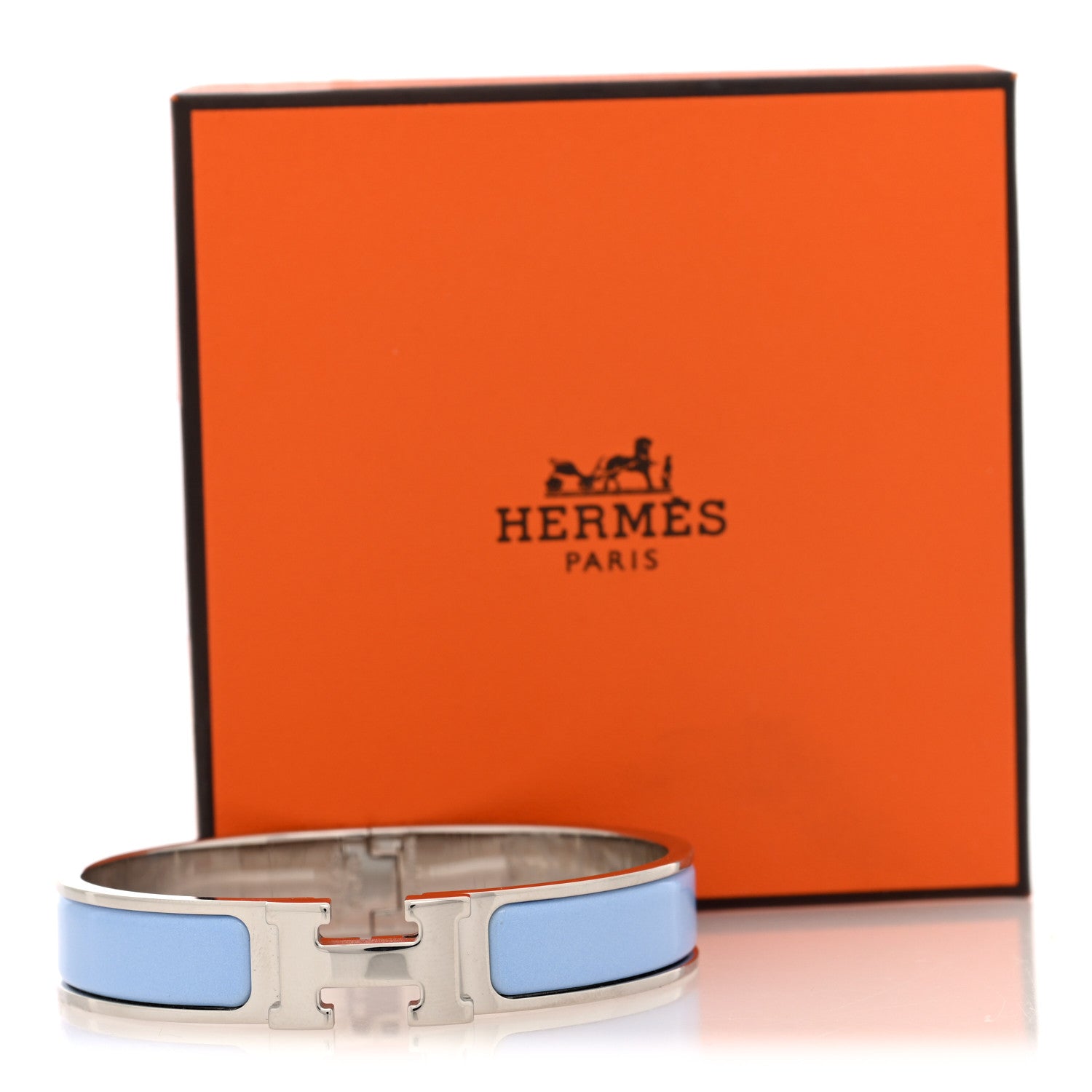 Hermes Enamel Narrow Clic Clac H Bracelet Bleu Chemise 5 of 5