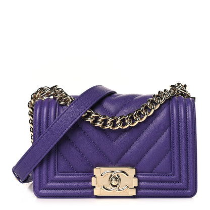 Chanel Caviar Chevron Quilted Small Boy Flap Purple 1 of 9