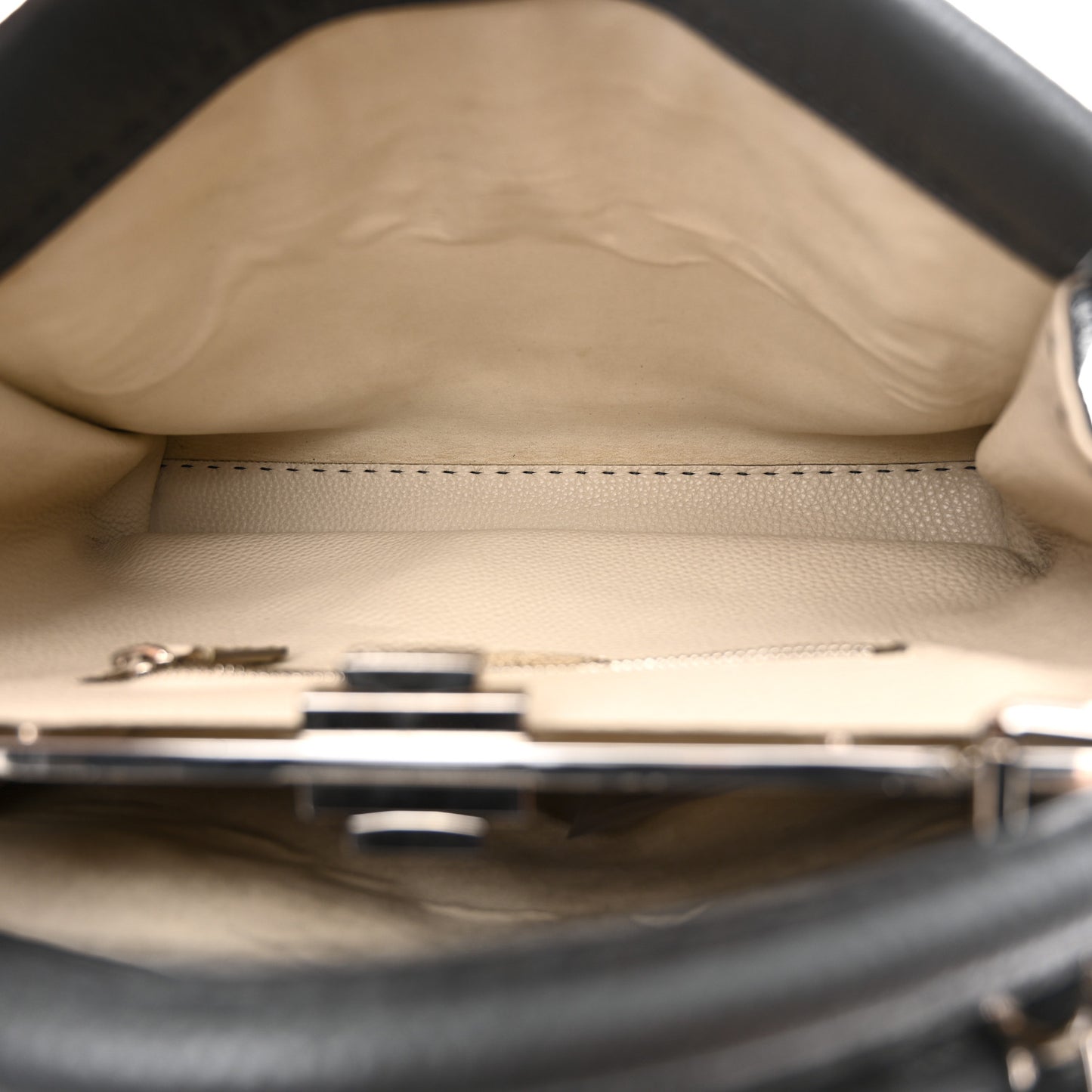 Cuoio Romano Selleria Bi-Color Large Peekaboo Iconic Satchel Asfalto Latte