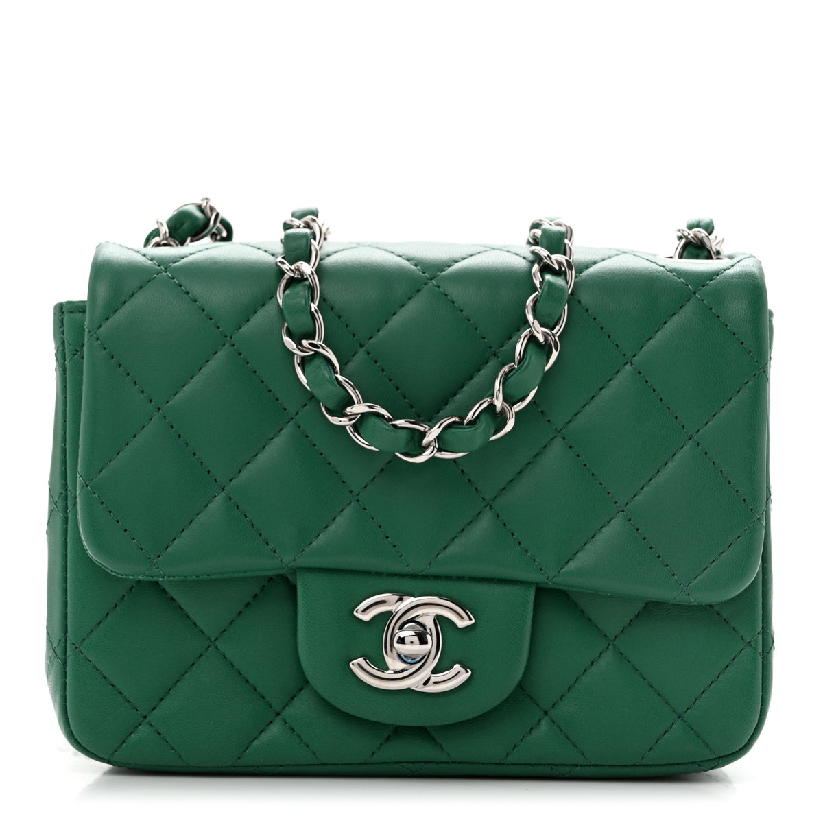 Chanel Lambskin Quilted Mini Square Flap Green 1 of 11