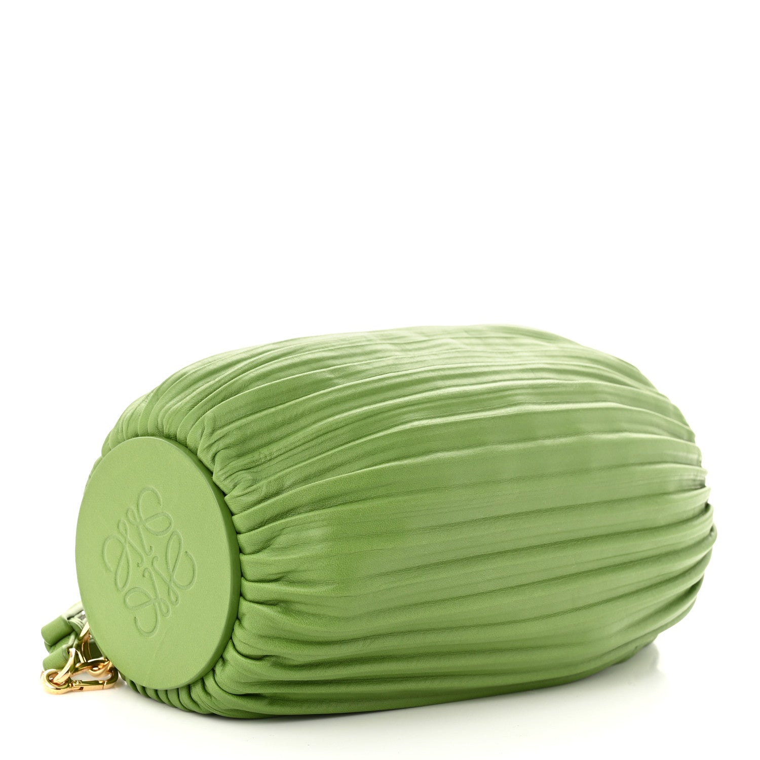 Loewe Lambskin Pleated Bracelet Pouch Shoulder Bag Spring Green 4 of 9