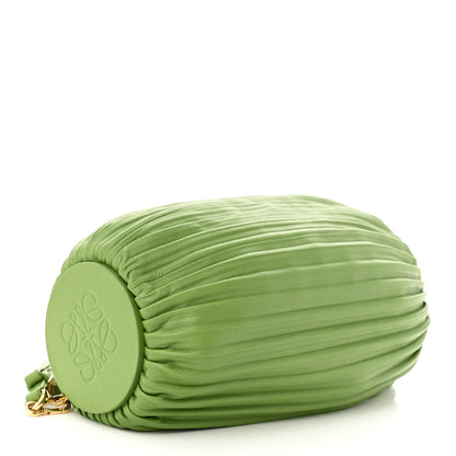 Loewe Lambskin Pleated Bracelet Pouch Shoulder Bag Spring Green 4 of 9