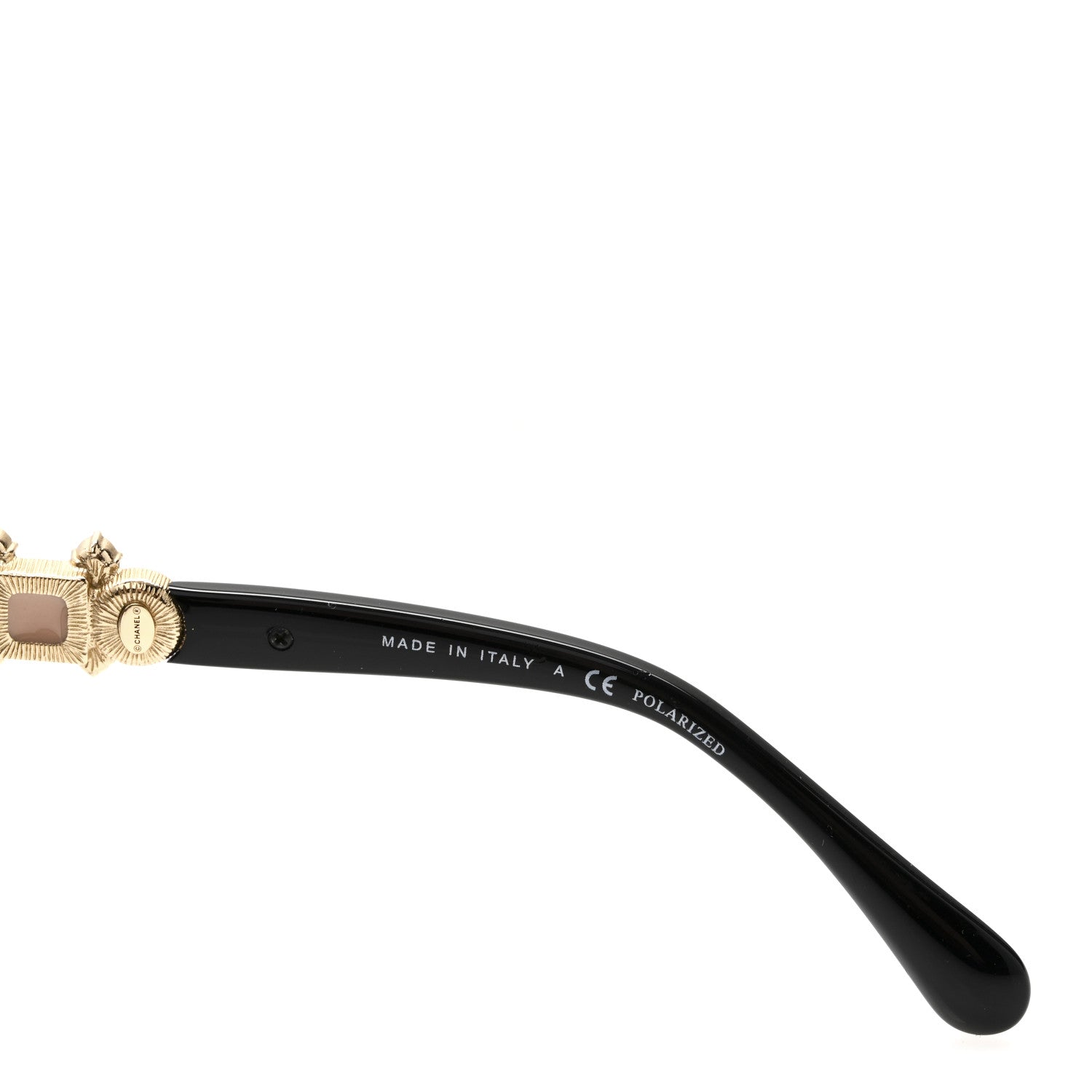 Chanel Crystal Pearl Polarized Cat Eye Sunglasses 5336-H-B Black