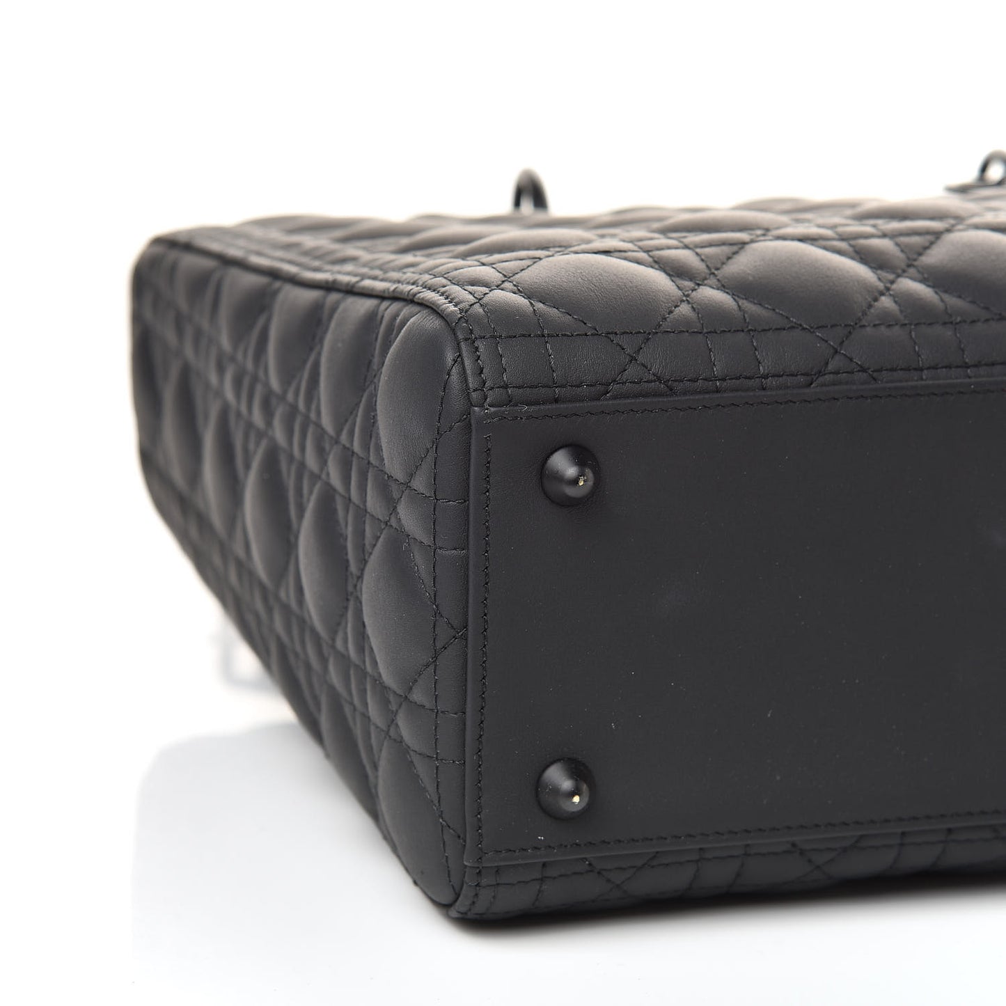 Ultra Matte Calfskin Cannage Large Lady Dior Black
