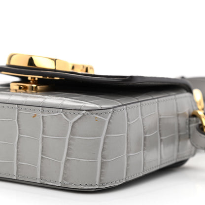 Chloe Crocodile Embossed Calfskin Mini C Double Carry Stormy Grey 10 of 11
