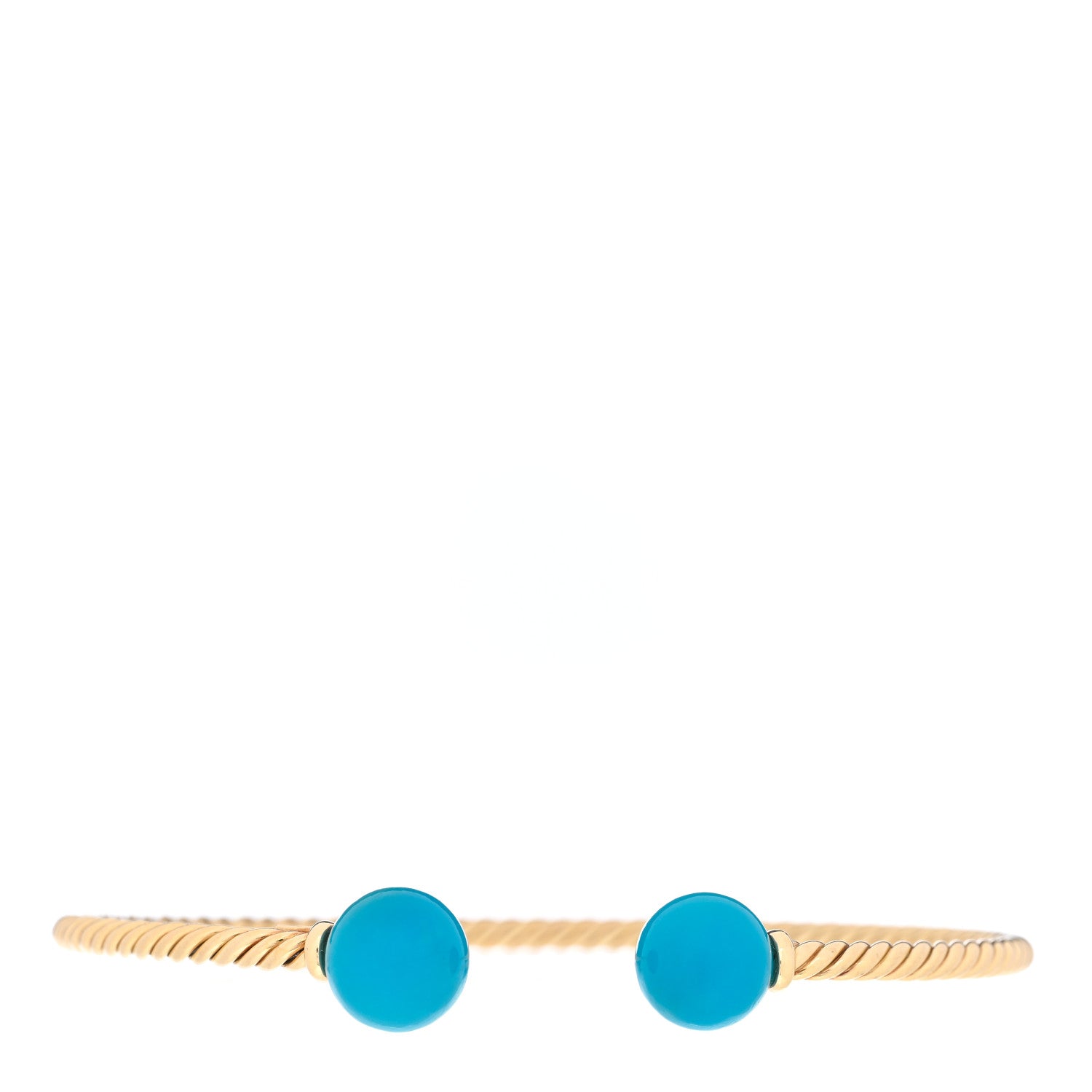 David Yurman 18K Yellow Gold Turquoise 8.5mm Solari Bead Bracelet 1 of 4