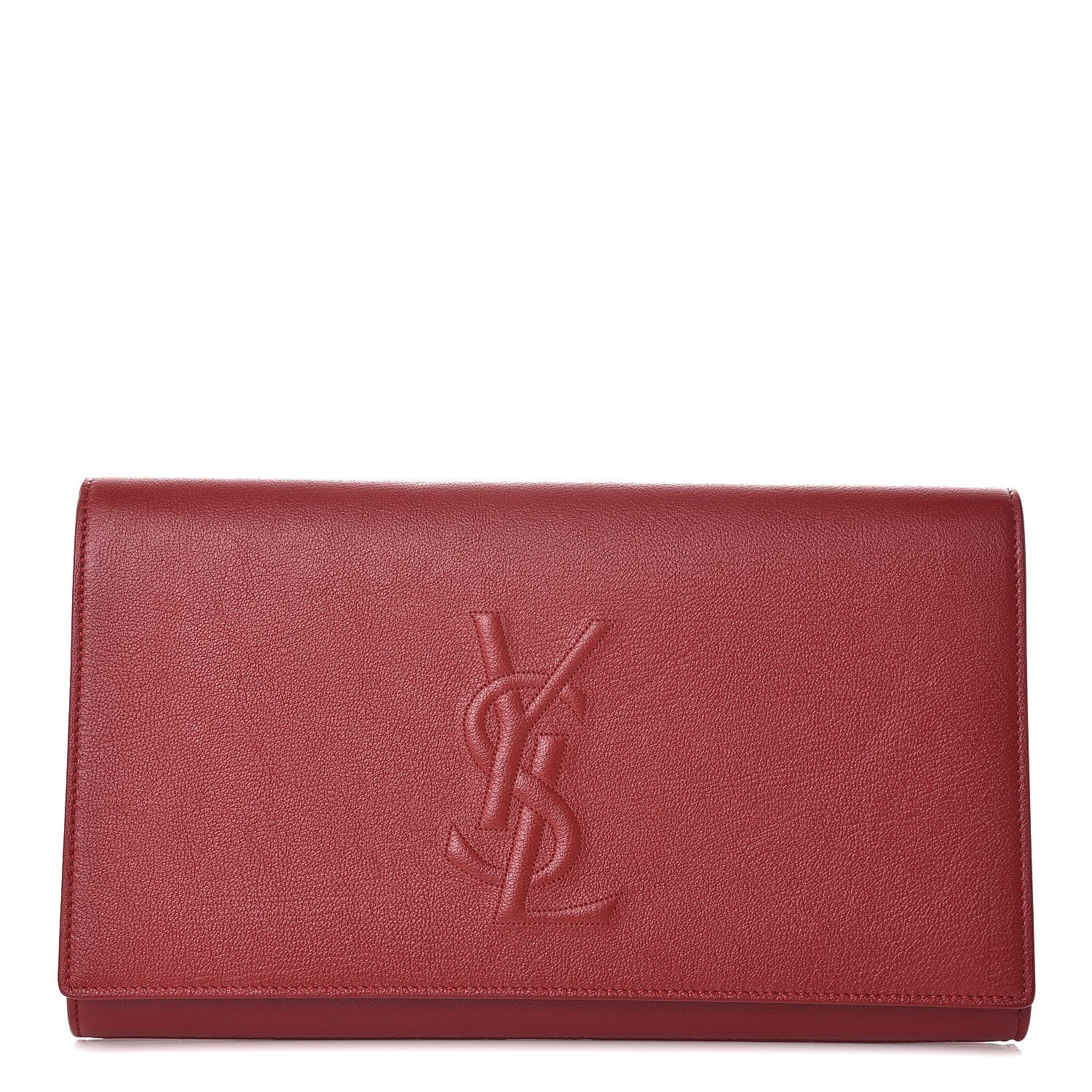 Saint Laurent Calfskin Monogram Large Belle De Jour Clutch Red 1 of 9