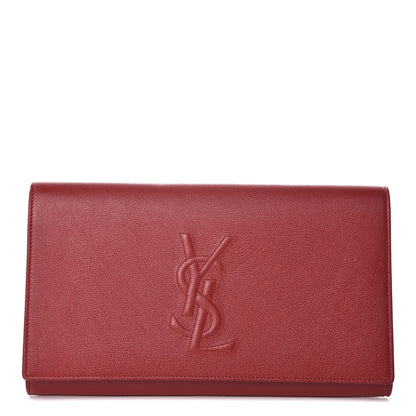Saint Laurent Calfskin Monogram Large Belle De Jour Clutch Red 1 of 9