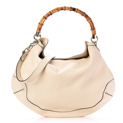 Gucci Calfskin Peggy Bamboo Top Handle Hobo Ivory 1 of 8