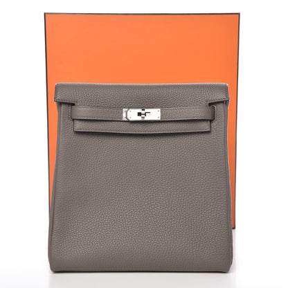 Hermes Taurillon Clemence Kelly Ado Backpack Etain 25 of 25