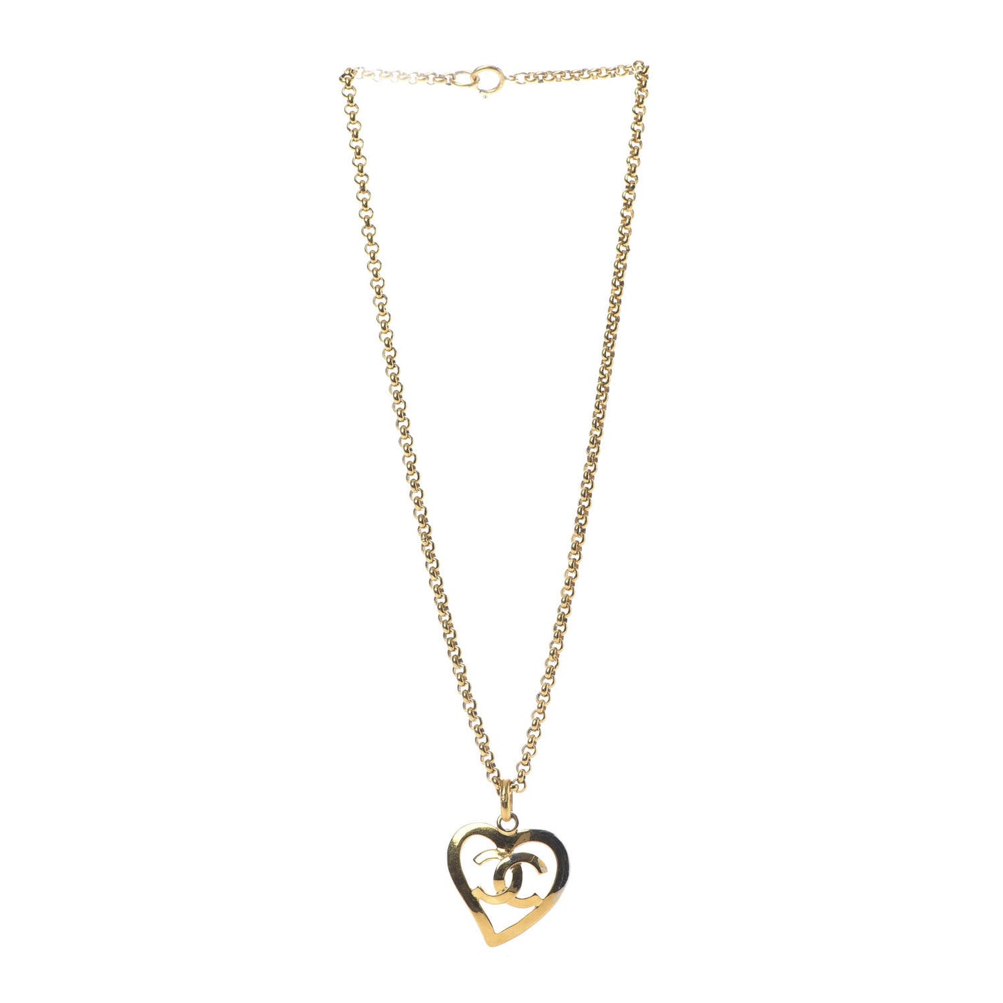 CC Heart Chain Pendant Necklace Gold