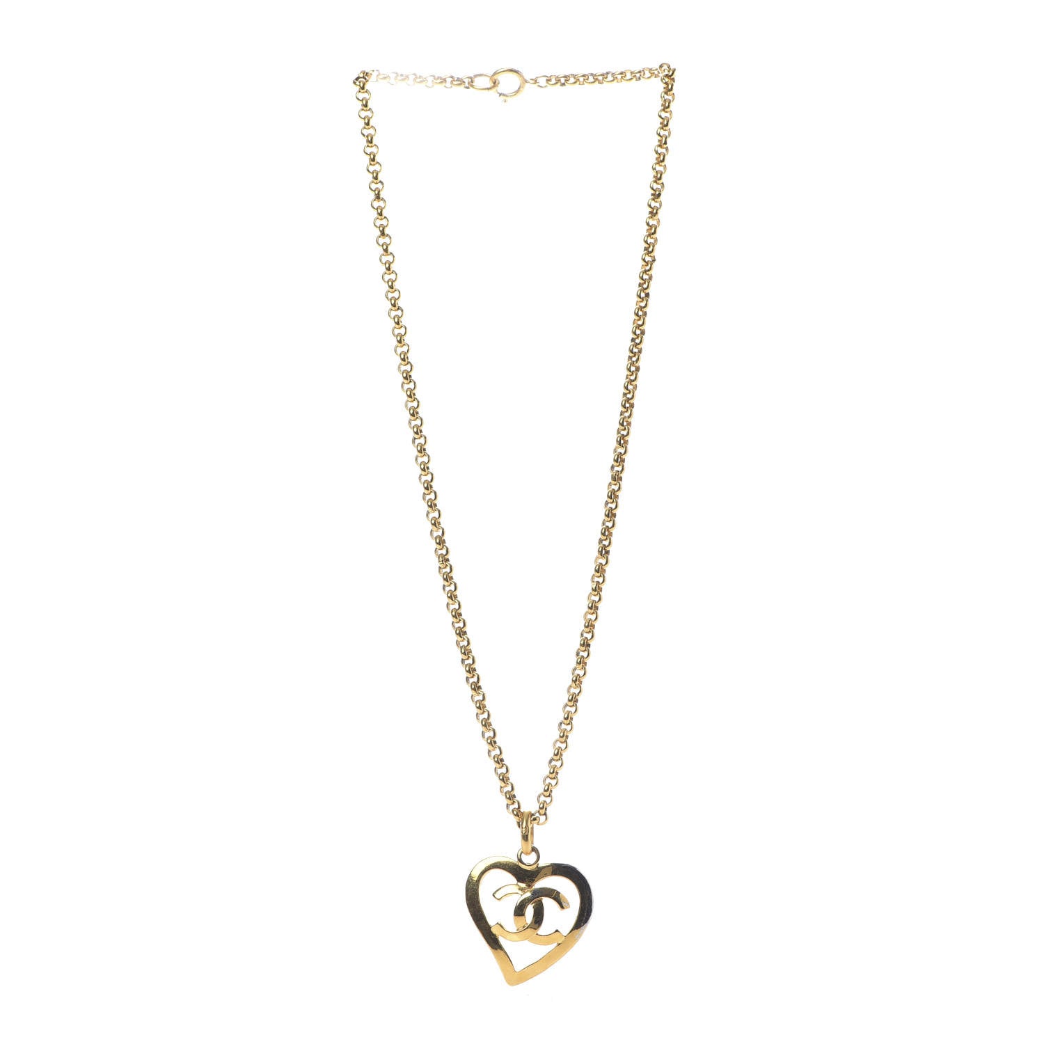 Chanel CC Heart Chain Pendant Necklace Gold 3 of 6