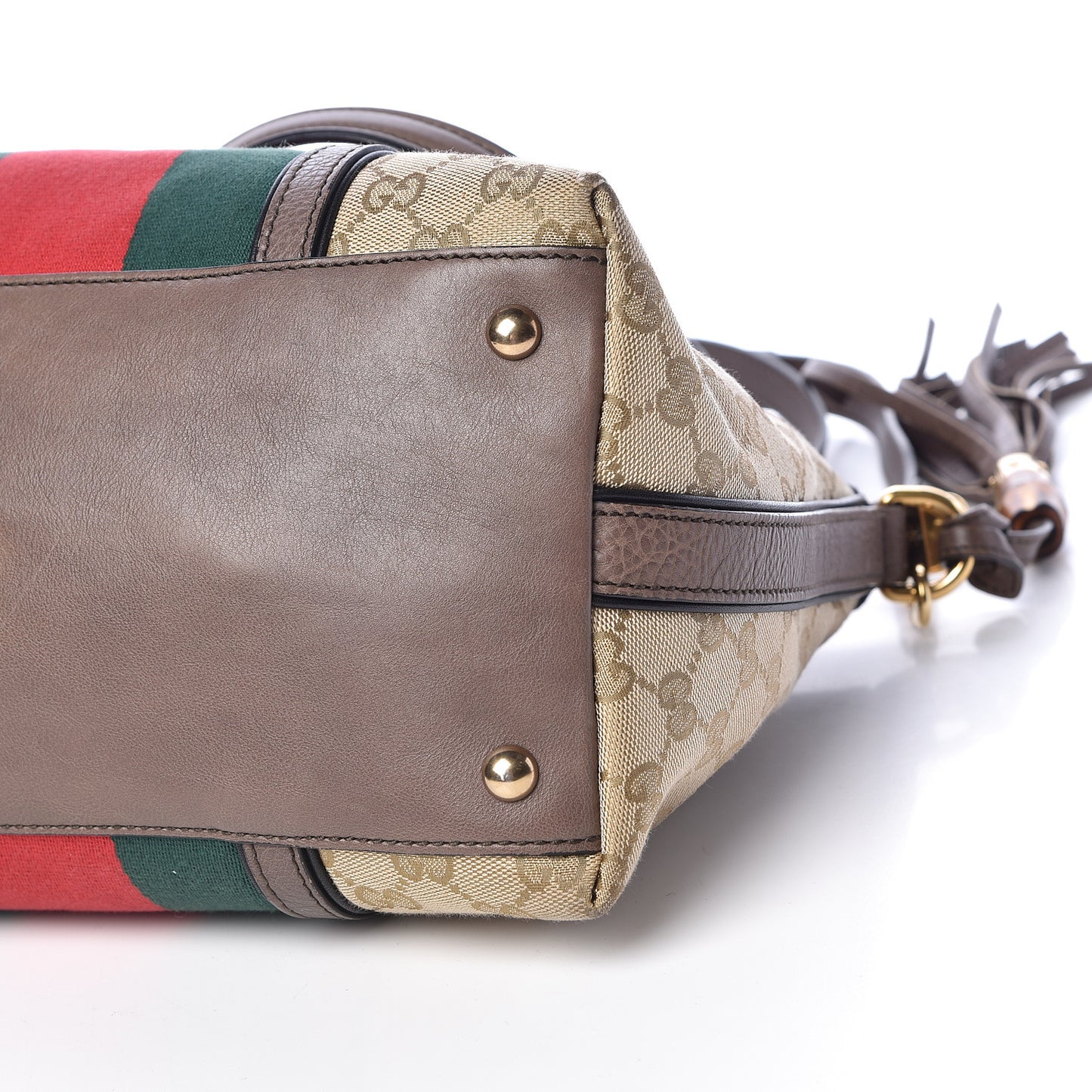 Monogram Web Rania Top Handle Bag Brown