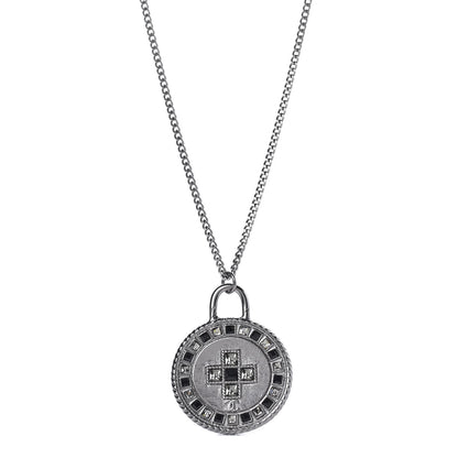 Chanel Crystal CC Medallion Necklace Ruthenium Black 4 of 9
