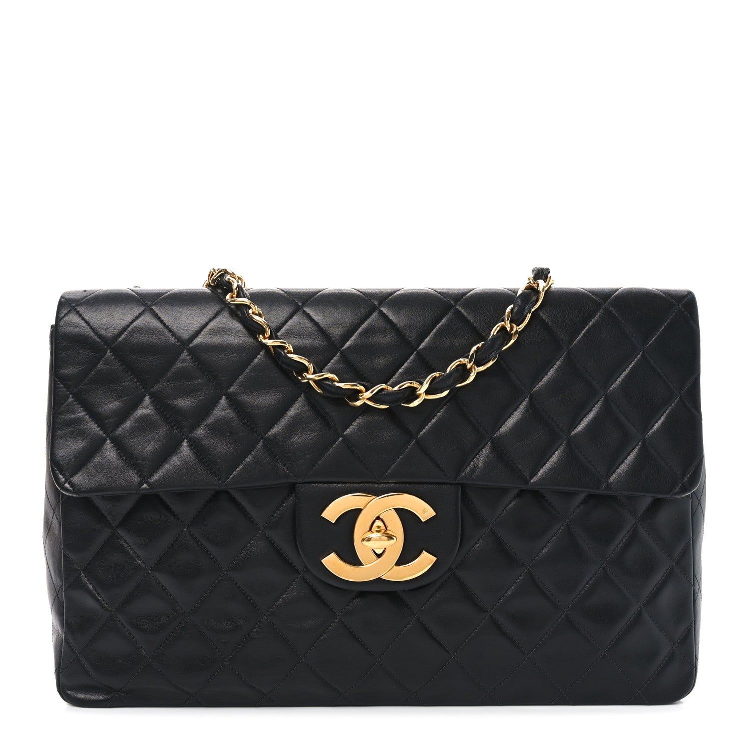 Chanel Lambskin Quilted XL Jumbo Single Flap Black 1 of 10