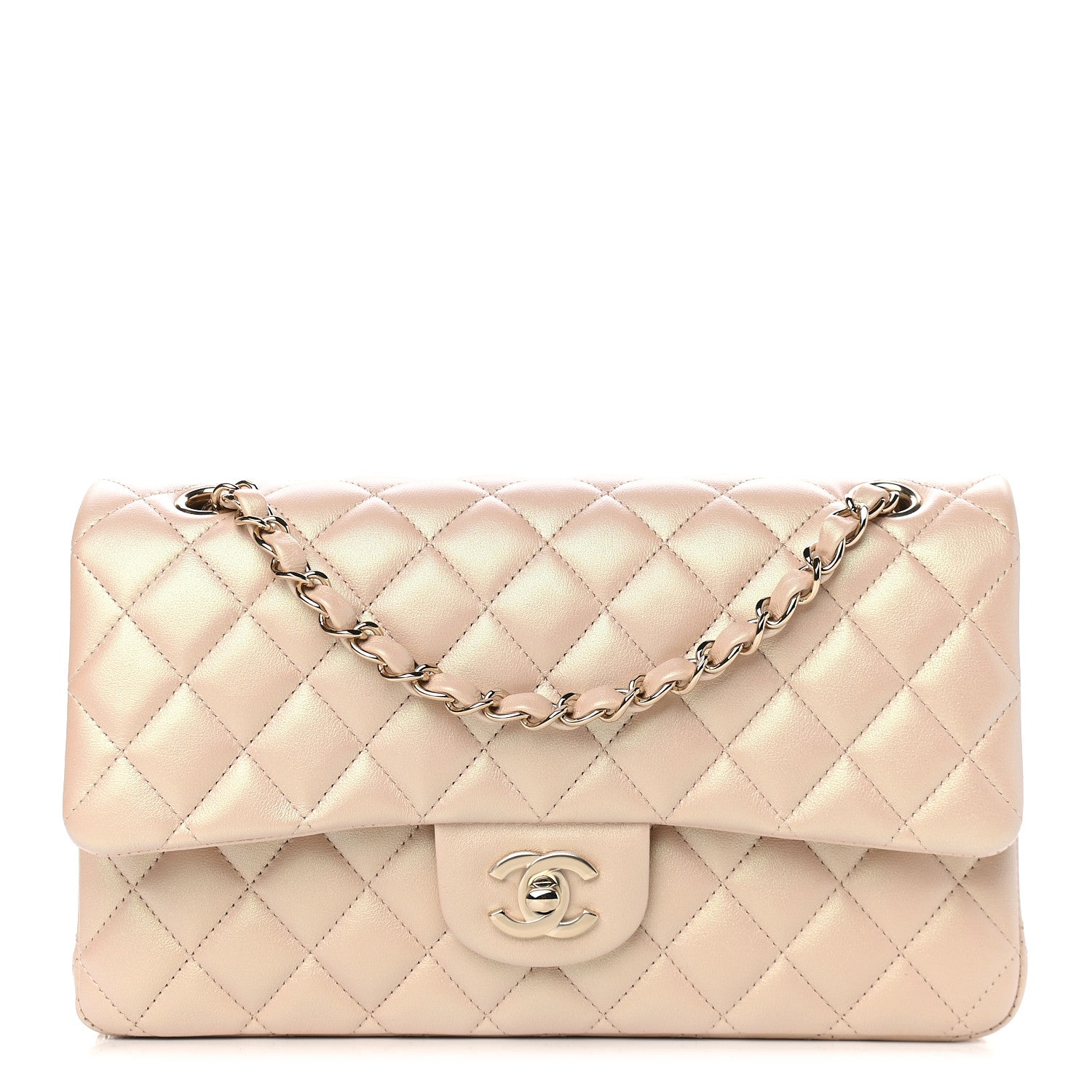 Chanel Iridescent Calfskin Quilted Medium Double Flap Dark Beige 1 of 8