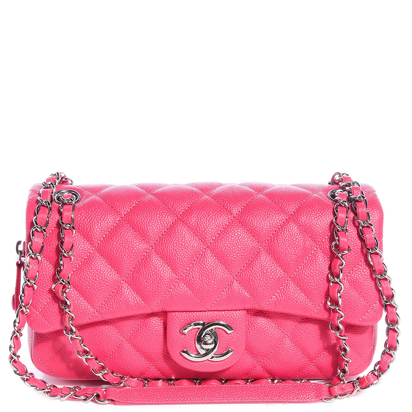 Caviar Quilted Medium Easy Flap Coral