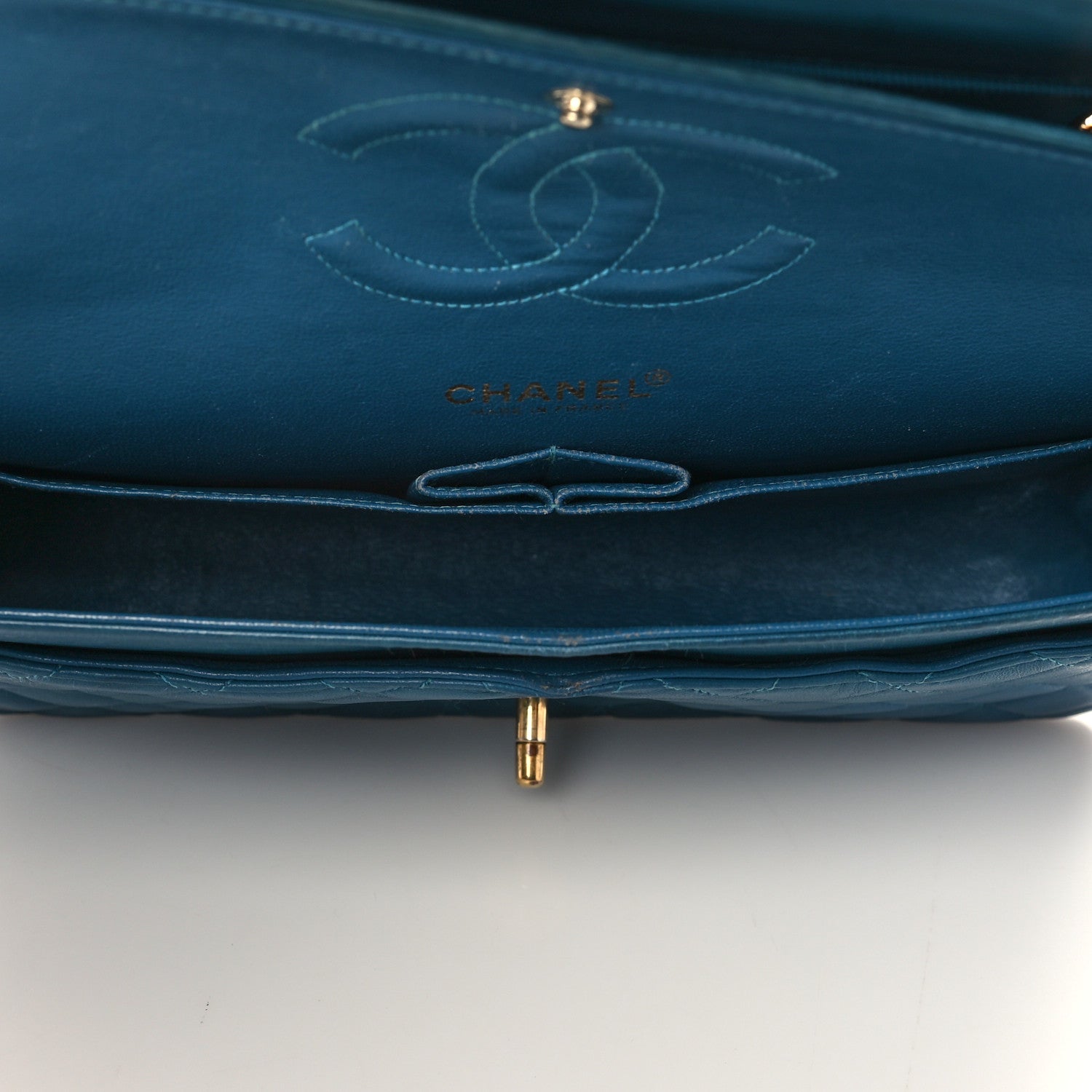 Chanel Lambskin Quilted Medium Double Flap Dark Blue 4 of 9
