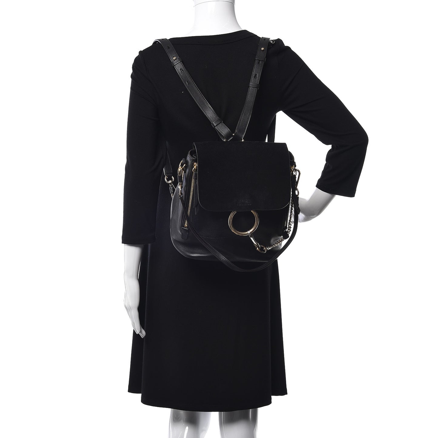 Suede Calfskin Medium Faye Backpack Black