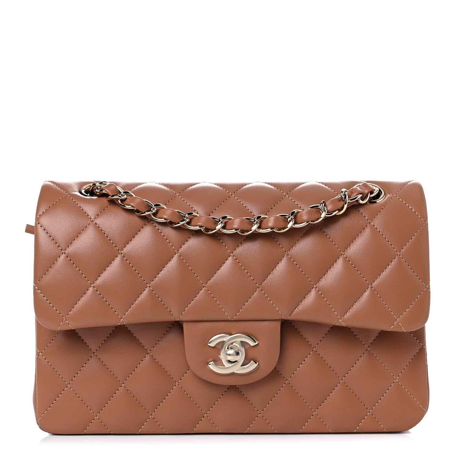 Chanel Lambskin Quilted Small Double Flap Brown 1 of 10