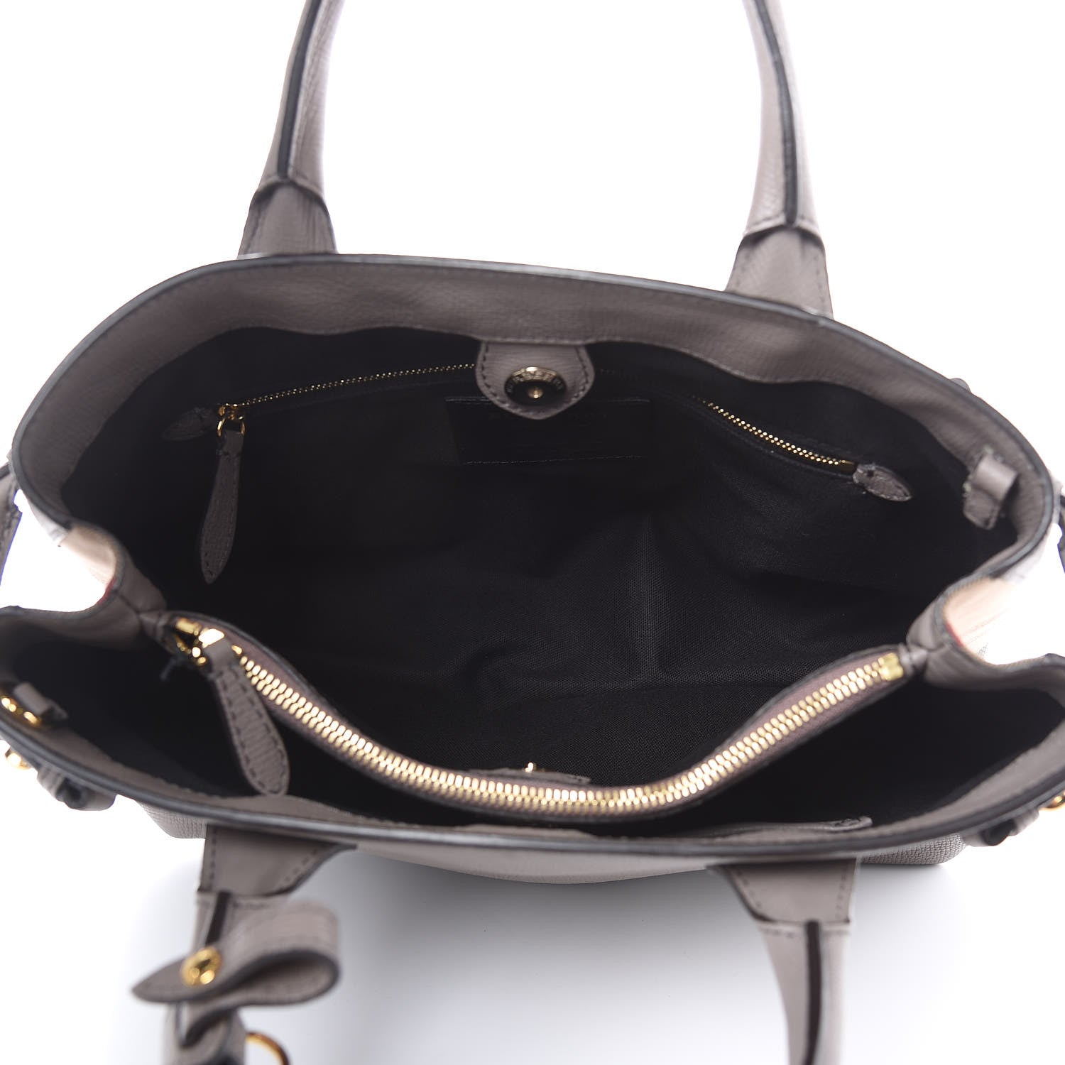Burberry Derby Calfskin House Check Medium Banner Tote Thistle Grey 6 of 13