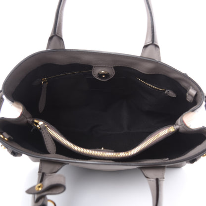 Burberry Derby Calfskin House Check Medium Banner Tote Thistle Grey 6 of 13