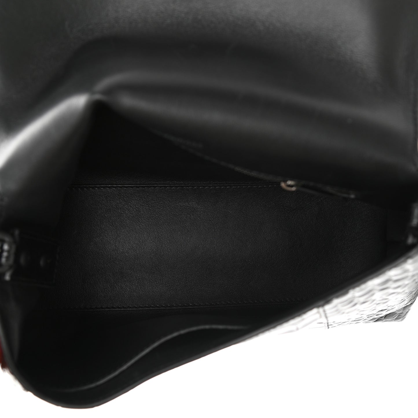 Calfskin Crocodile Embossed Monochrome S Downtown Chain Shoulder Bag Black