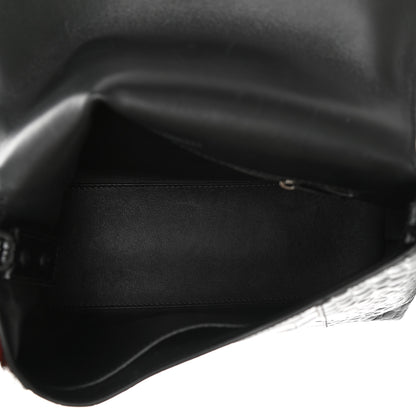 Balenciaga Calfskin Crocodile Embossed Monochrome S Downtown Chain Shoulder Bag Black 5 of 11