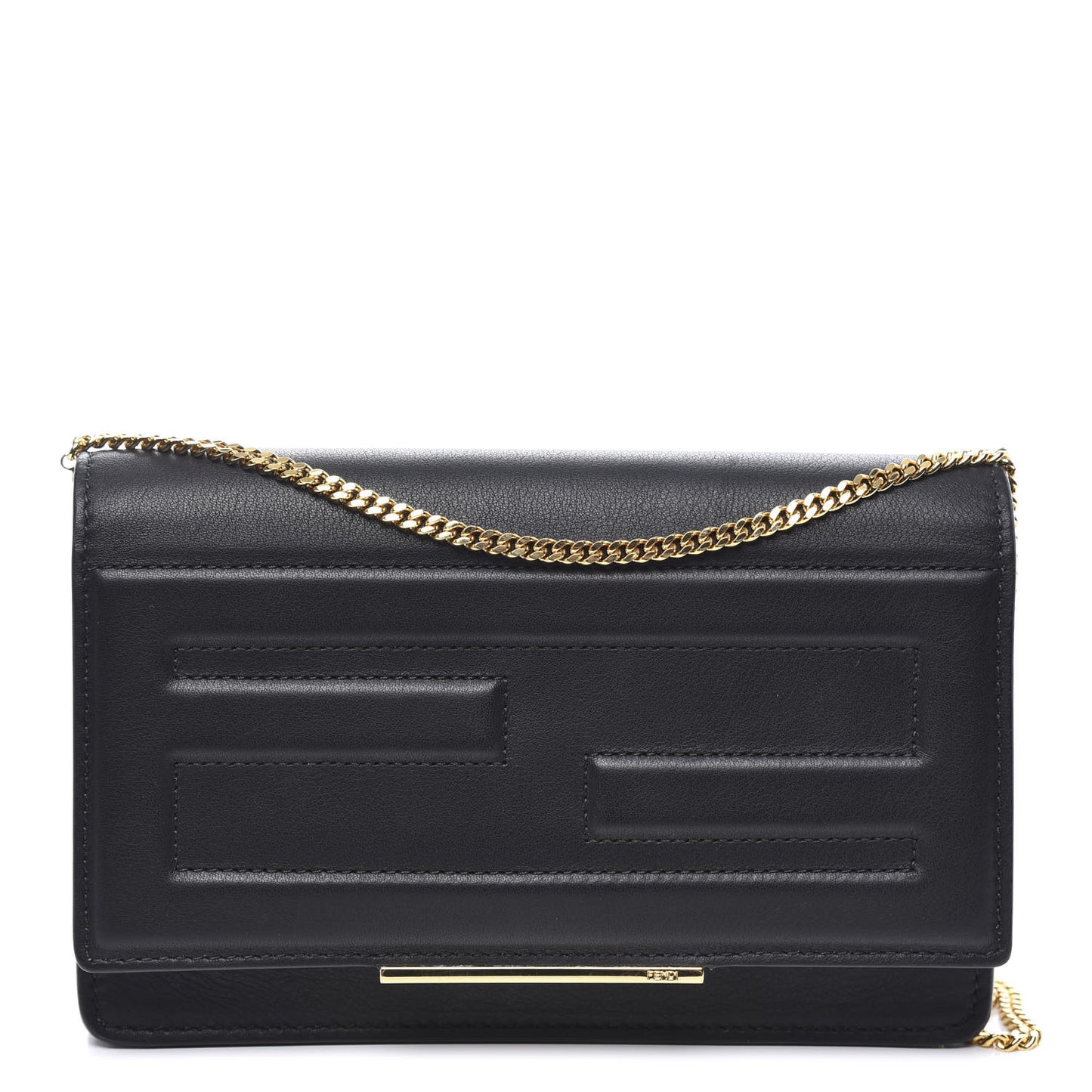 Vitello Flamingo Tube Wallet on Chain Black