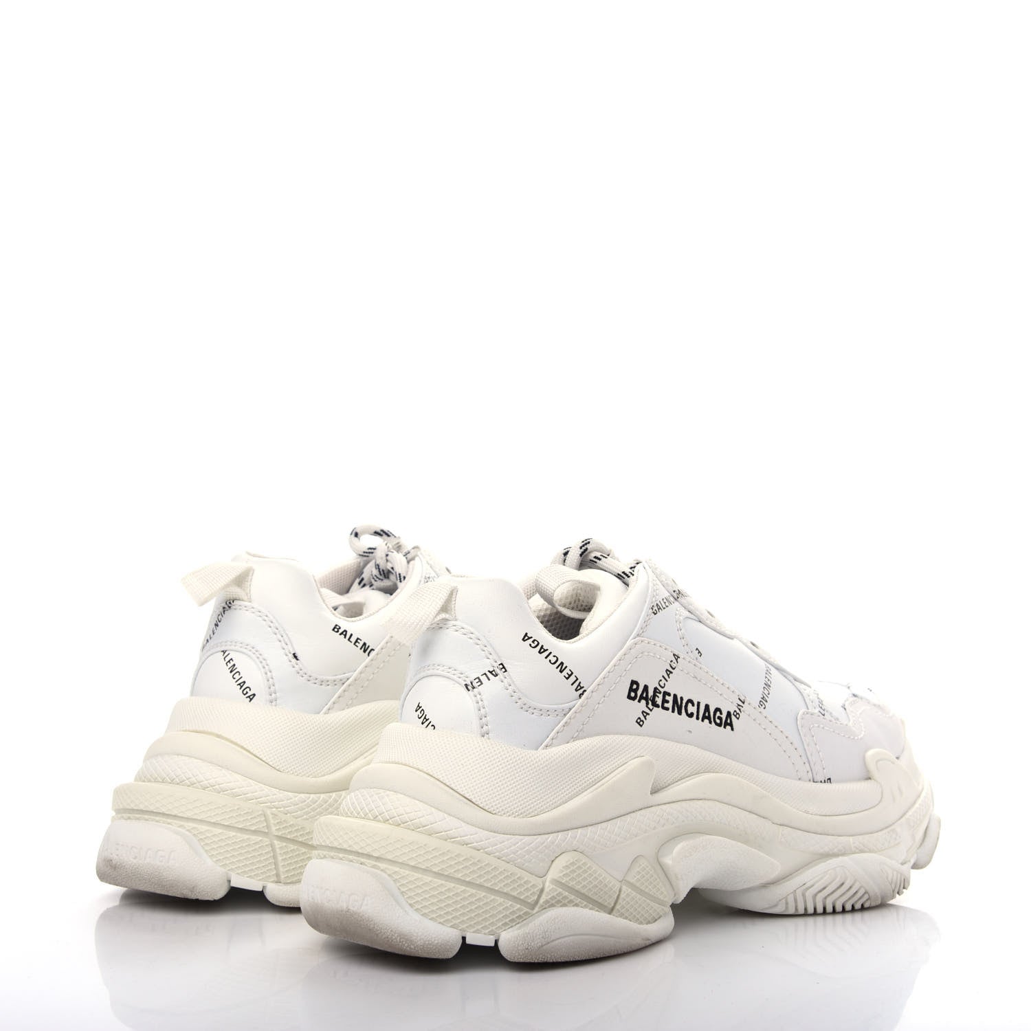 Balenciaga Technical Fabric Allover Logo Womens Triple S Sneakers 37 White Black 4 of 10