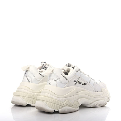 Balenciaga Technical Fabric Allover Logo Womens Triple S Sneakers 37 White Black 4 of 10