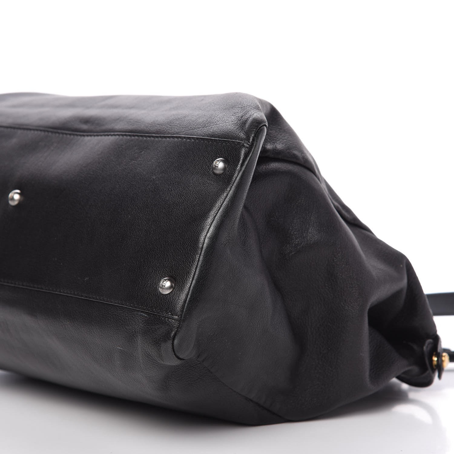 Fendi Goatskin Zucca Large Peekaboo Iconic Satchel Black Tobacco 7 of 10