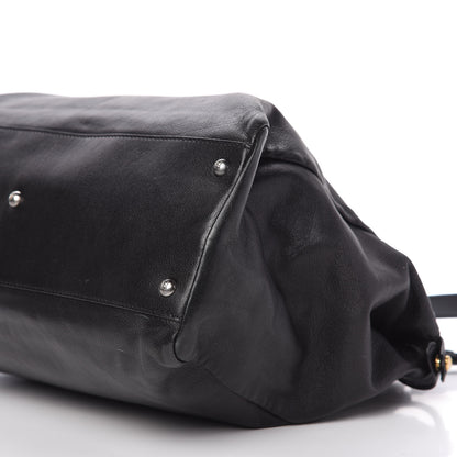 Fendi Goatskin Zucca Large Peekaboo Iconic Satchel Black Tobacco 7 of 10