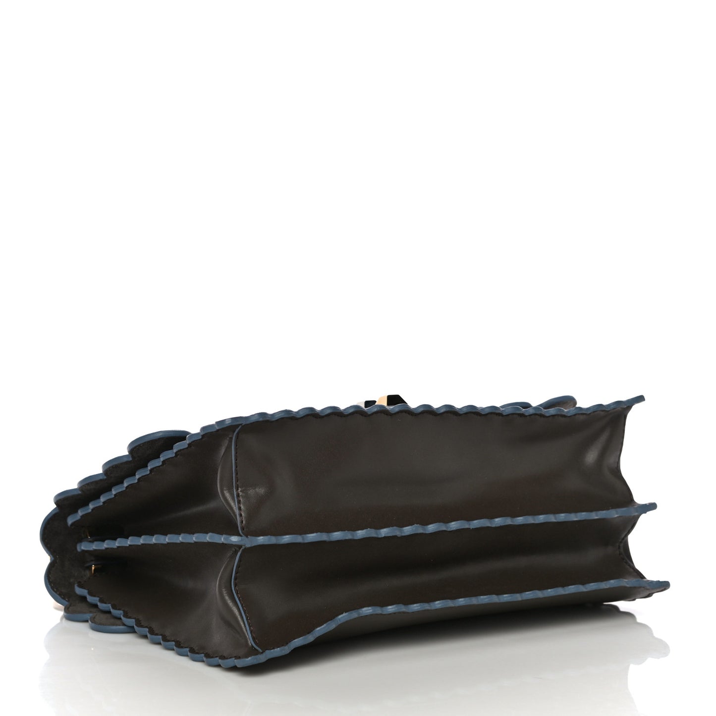 Vitello Liberty Scalloped Studded Kan I Shoulder Bag Carbone