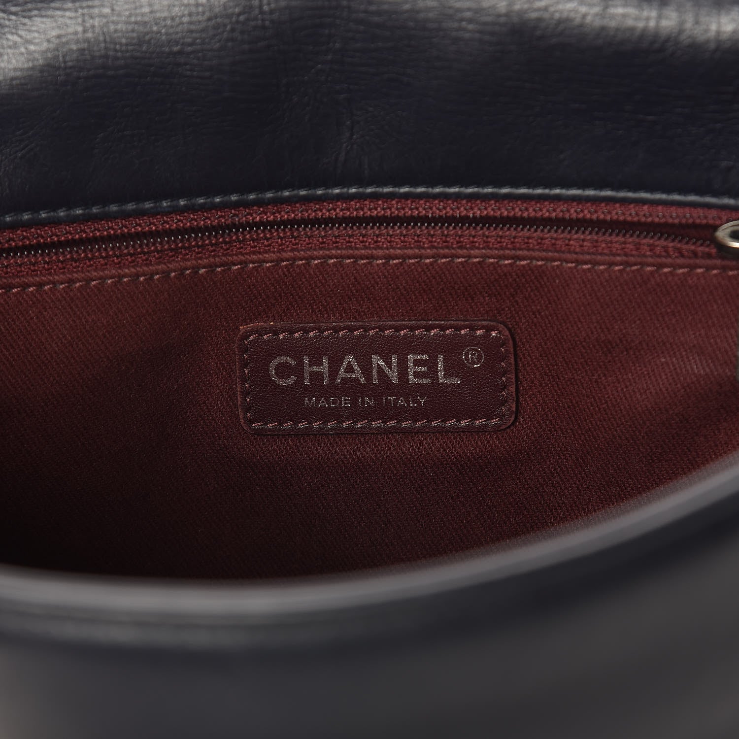 Chanel Glazed Calfskin Quilted Small CC Enchained Accordion Flap Dark Navy Blue 8 of 9