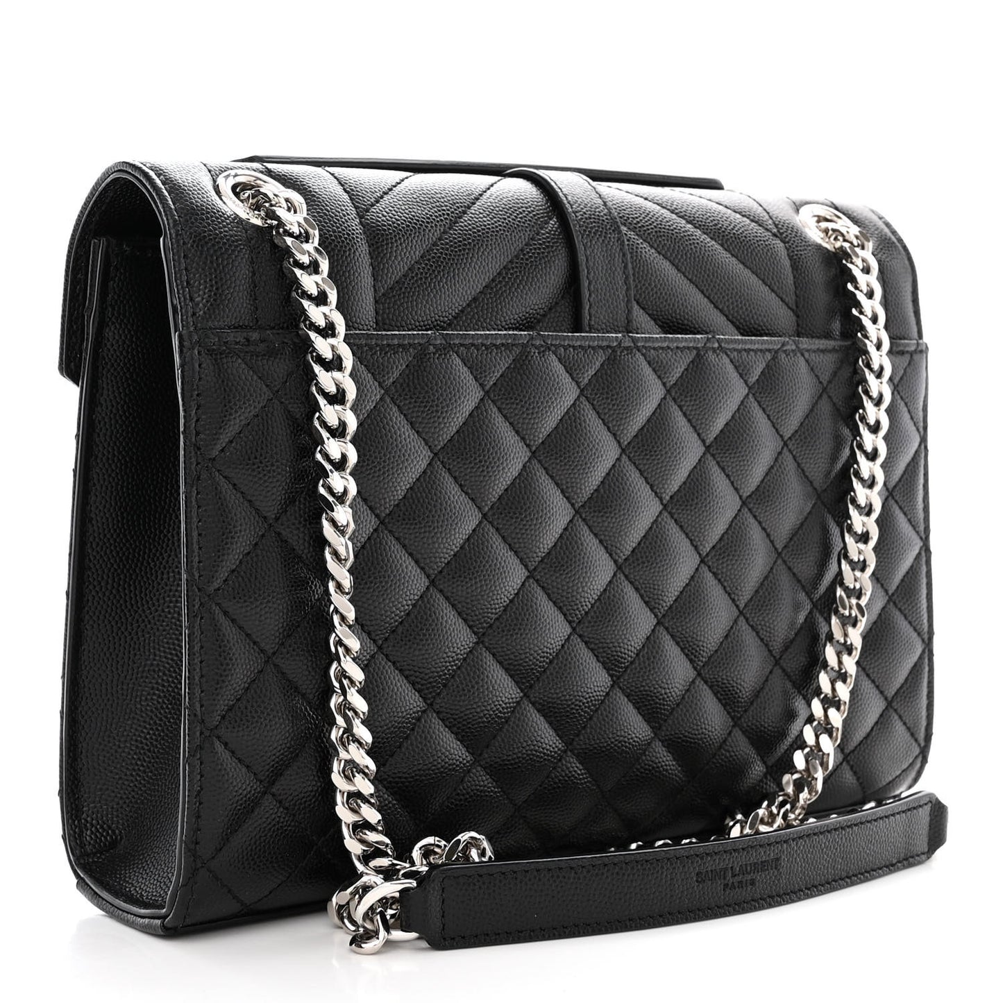 Grain De Poudre Textured Mixed Matelasse Triquilt Medium Monogram Satchel Black