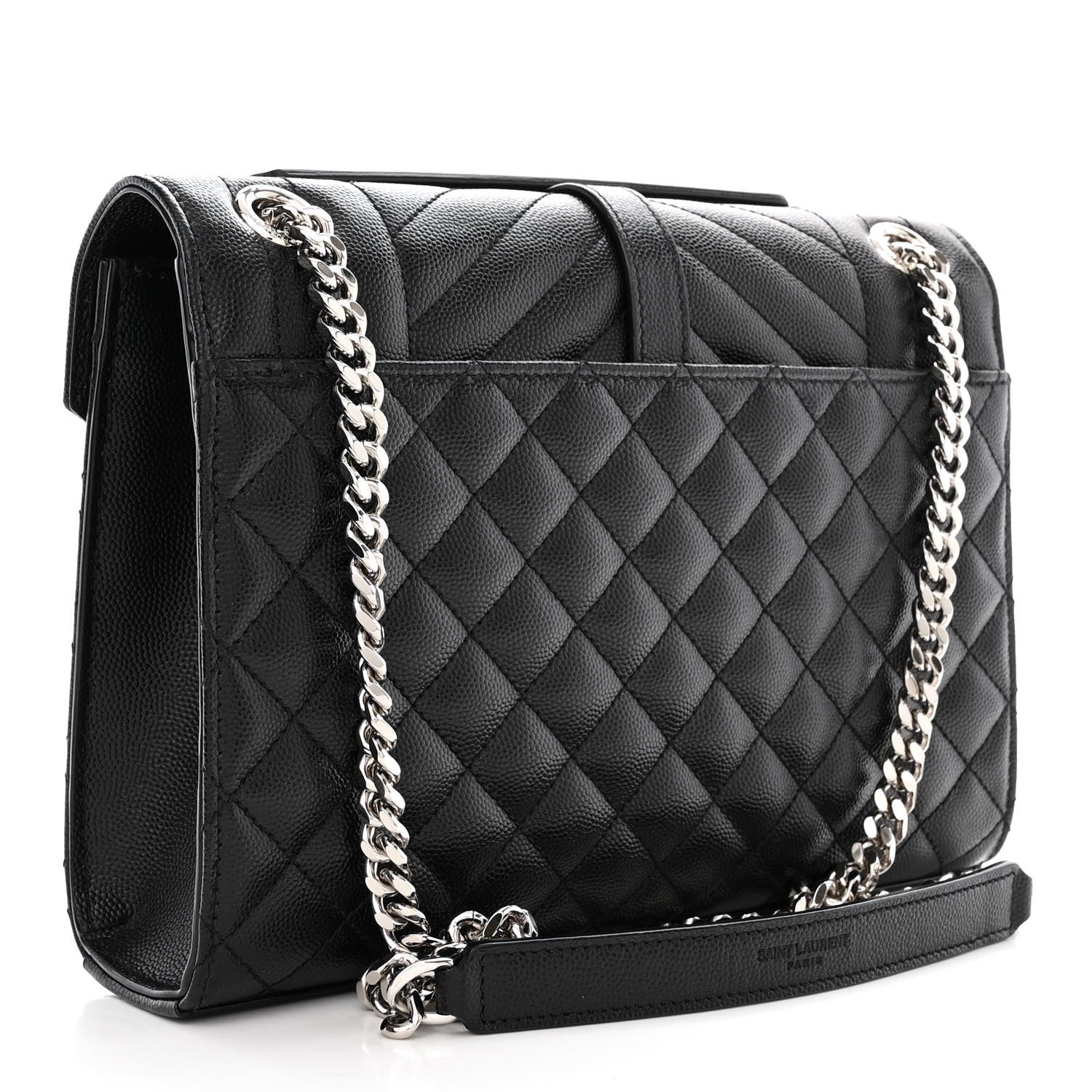 Saint Laurent Grain De Poudre Textured Mixed Matelasse Triquilt Medium Monogram Satchel Black 3 of 12