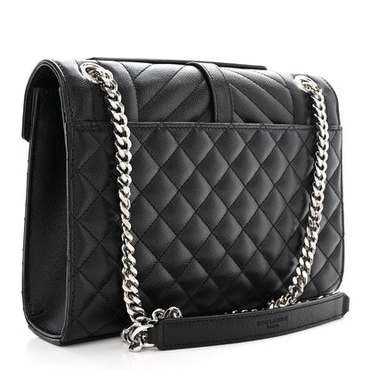 Saint Laurent Grain De Poudre Textured Mixed Matelasse Triquilt Medium Monogram Satchel Black 3 of 12