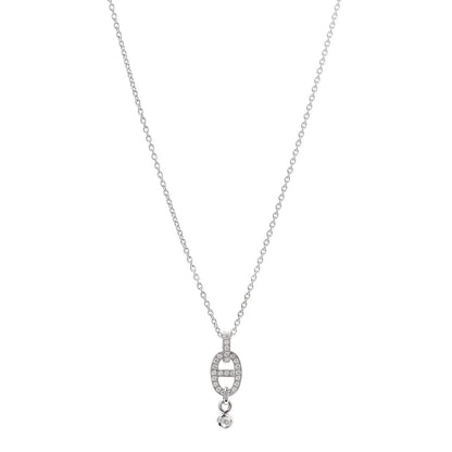 Hermes 18K White Gold Diamond PM Chaine d'Ancre Enchainee Necklace 1 of 6