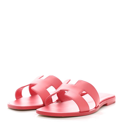 Hermes Calfskin Oran Sandals 37 Rose Boise 3 of 8