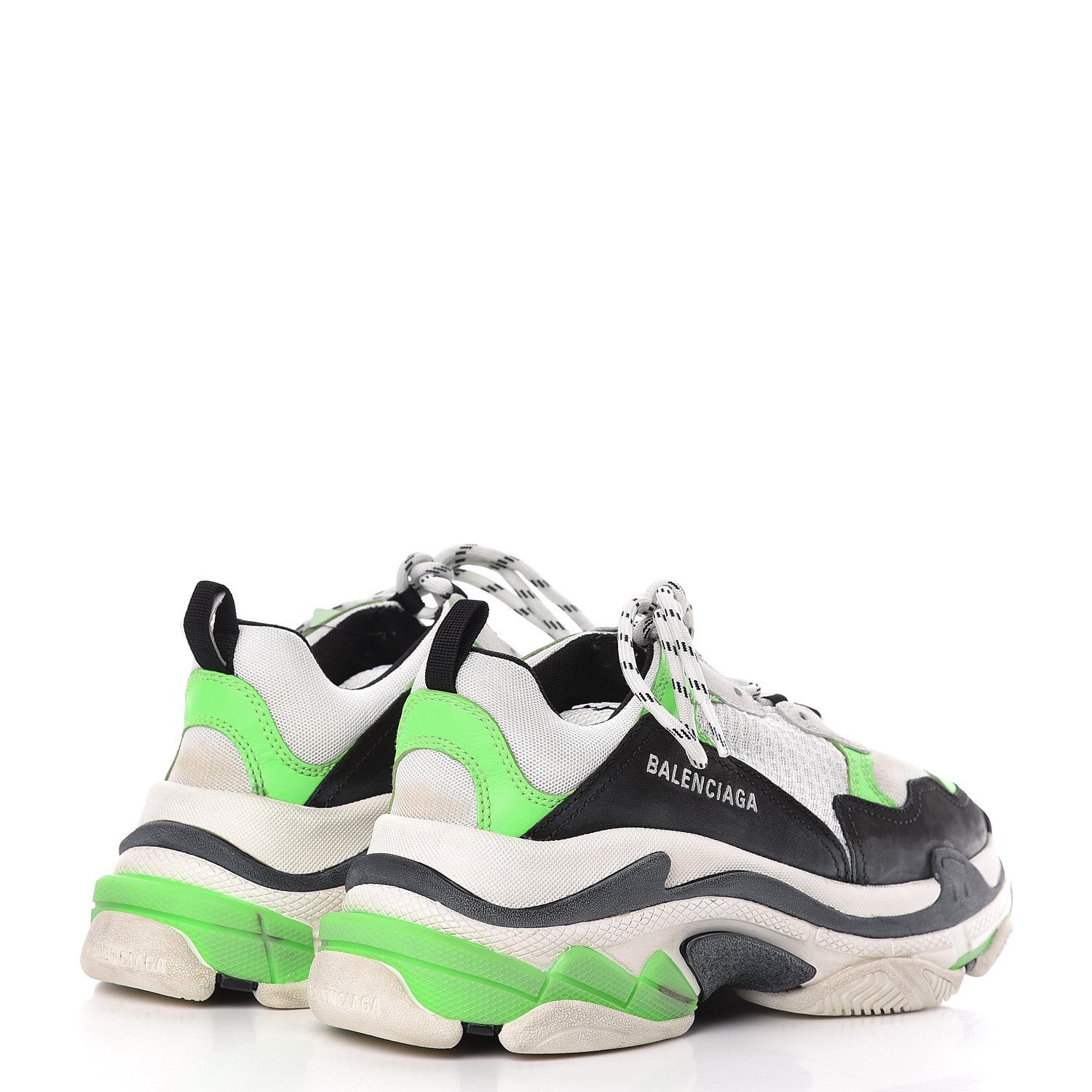 Balenciaga Fabric Mesh Womens Triple S Sneakers 39 White Green Fluo Black 4 of 9