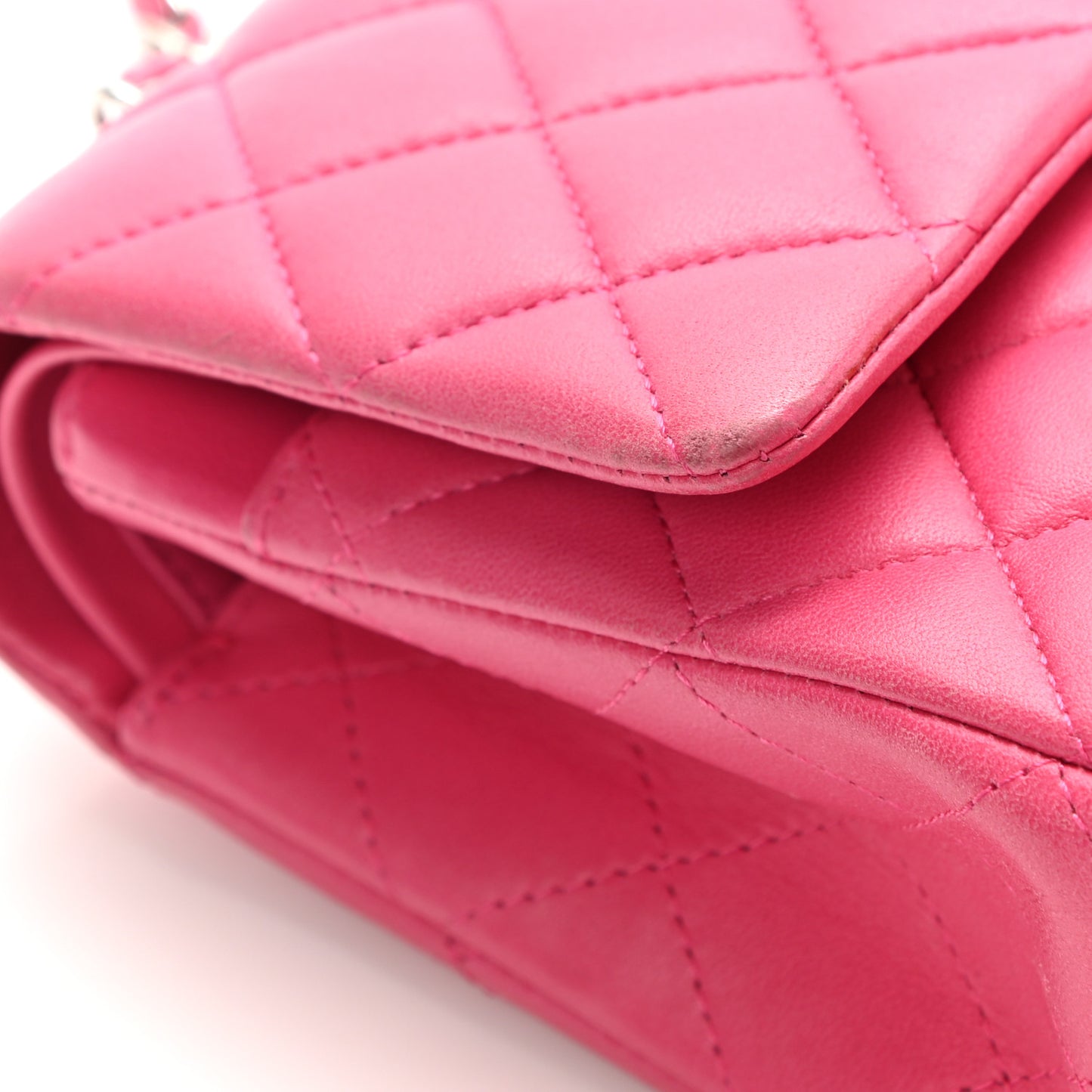 Lambskin Quilted Medium Double Flap Pink