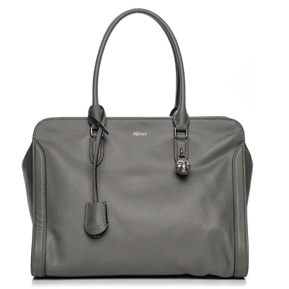 Alexander McQueen Pebbled Calfskin Large Skull Padlock Zip Around Tote Dark Grey 1 of 7