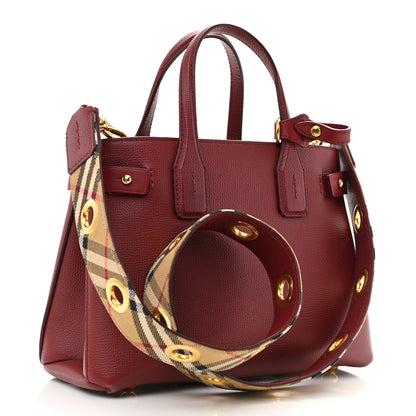 Burberry Derby Calfskin House Check Small Banner Tote Russet Red 3 of 13